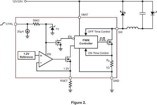 그림 5. 전력 트랜지스터 단계 요소를 지닌 싱글 LED 정전류 S.M.P.S