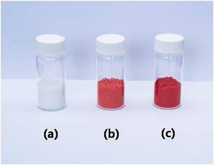 Photograph of (a) Pure PVAc, (b) PVAc-dye 1 wt.% without surfactantand (c) PVAc-dye 1 wt.% with surfactant.