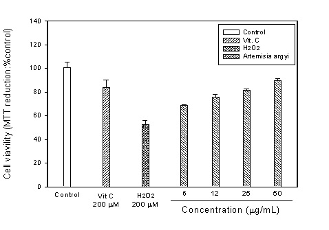 Fig. 10. 약쑥 추출물의 세포 생존율