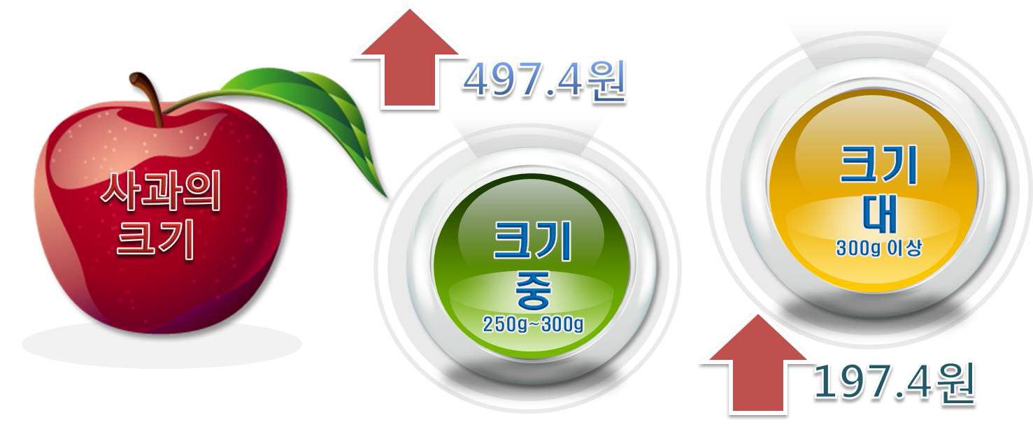 사과의 크기에 대한 잠재가격