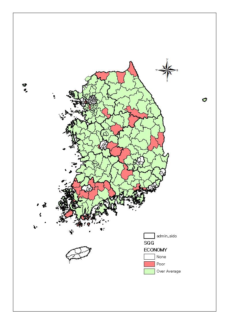 산업경제 취약 지역(본 연구에서 관리방안 제시에서 제외한 영역)