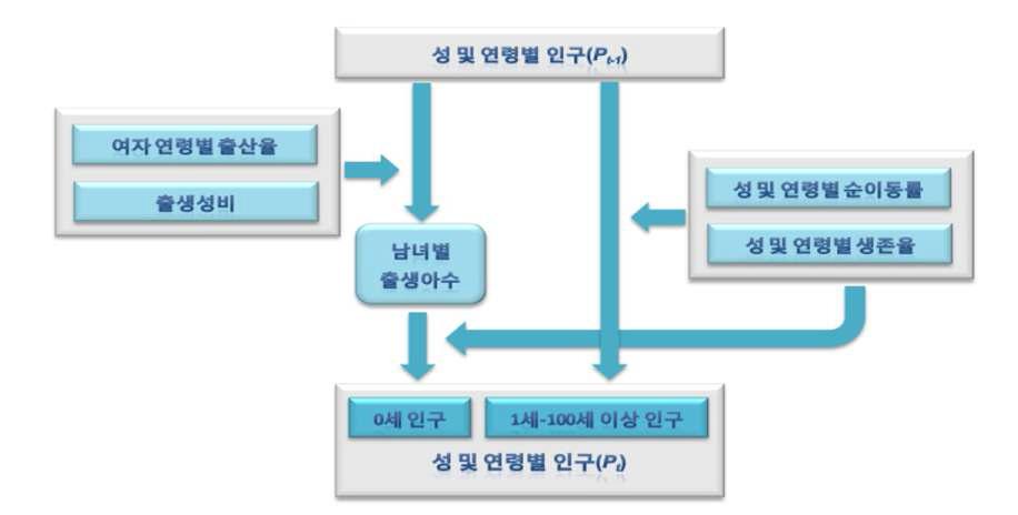 코호트 요인법에 의한 인구추계과정