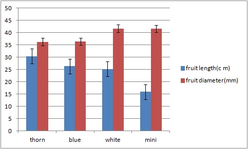 Fig. 6. Morphological characteristics of various domestic and foreign cucumber cultivar- fruit length, fruit diameter, fruit weight -