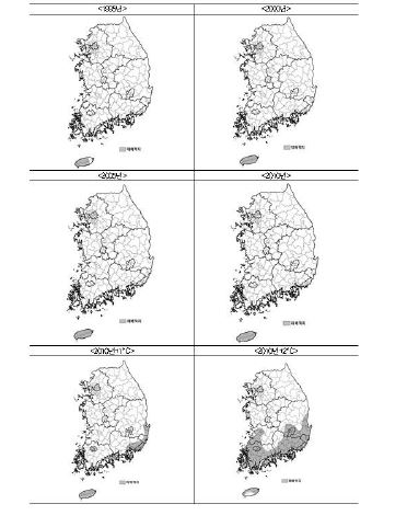 감귤의 재배적지 변화