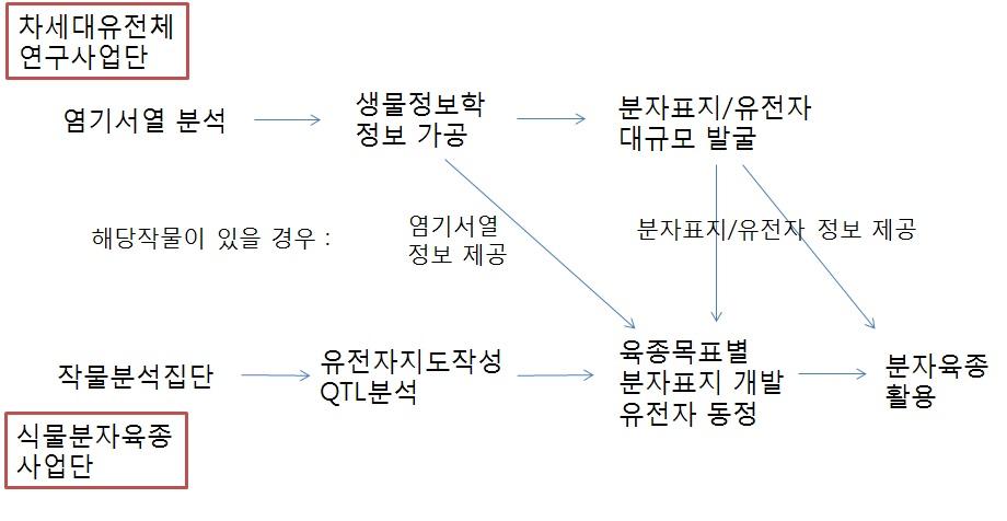 차세대유전체연구사업단과 식물분자육종사업단과의 정보제공관계