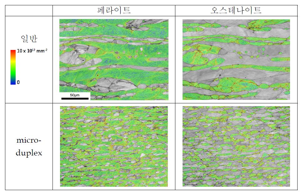 D5-30N 강종의 GND density map (band contrast map에 겹침.)