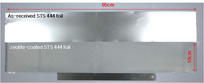 Zeolite AD coating on embossed STS444 foil (t=50μm)