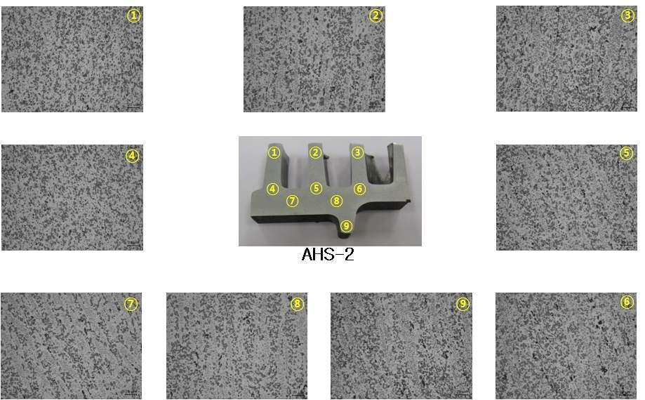 AHS-2스크롤 로터의 부위별 미세조직 관찰