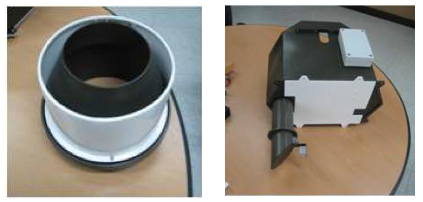 Pictures showing the heater fixing apparatus on collector(left) and empting receiver(right)