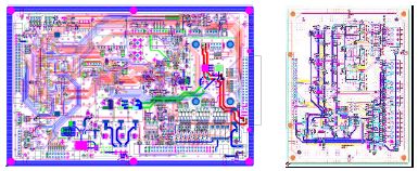 그림1-41. Main B/D PCB설계(좌) 및 Analog B/D PCB설계(우)