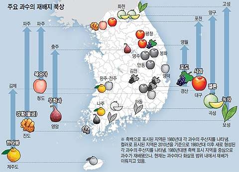 주요 과수의 재배지 변화