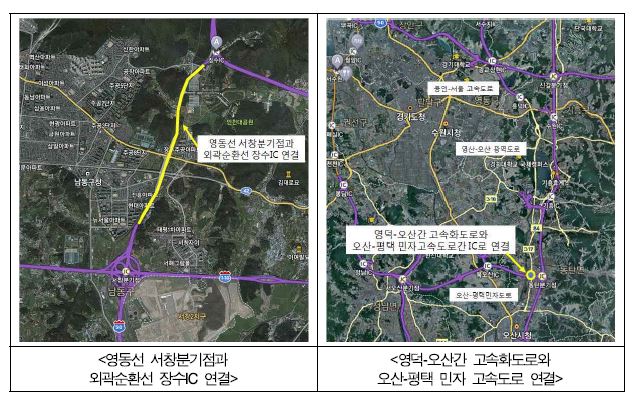 기존 고속국도의 미연결 구간