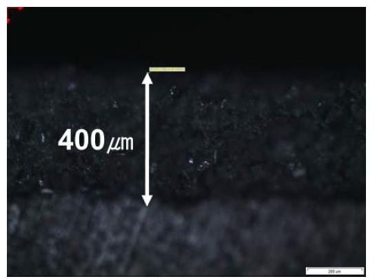 Cross sectional image of sintered SiC after corrosion test.