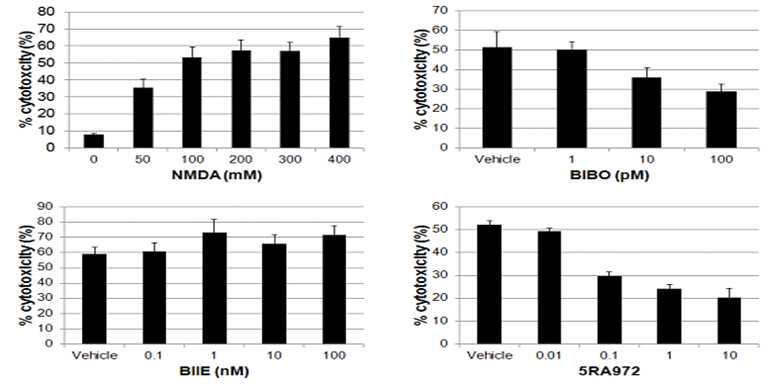 Excitotoxicity of brain on different NPY receptor antagonists.