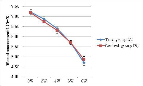 Changes of visual assessment by researcher 1.