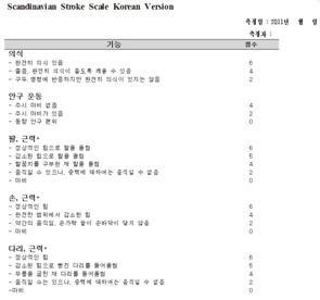 변화된 중풍 호전도 Outcome measurement, Scandinavia Stroke Scale