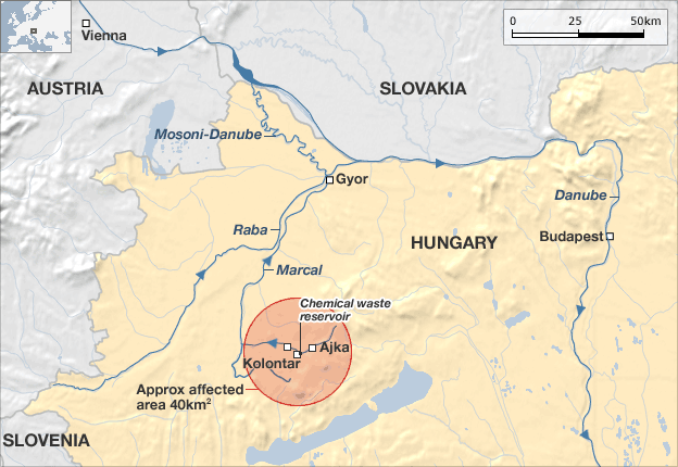 헝가리 슬러지 유출사고 발생 지역