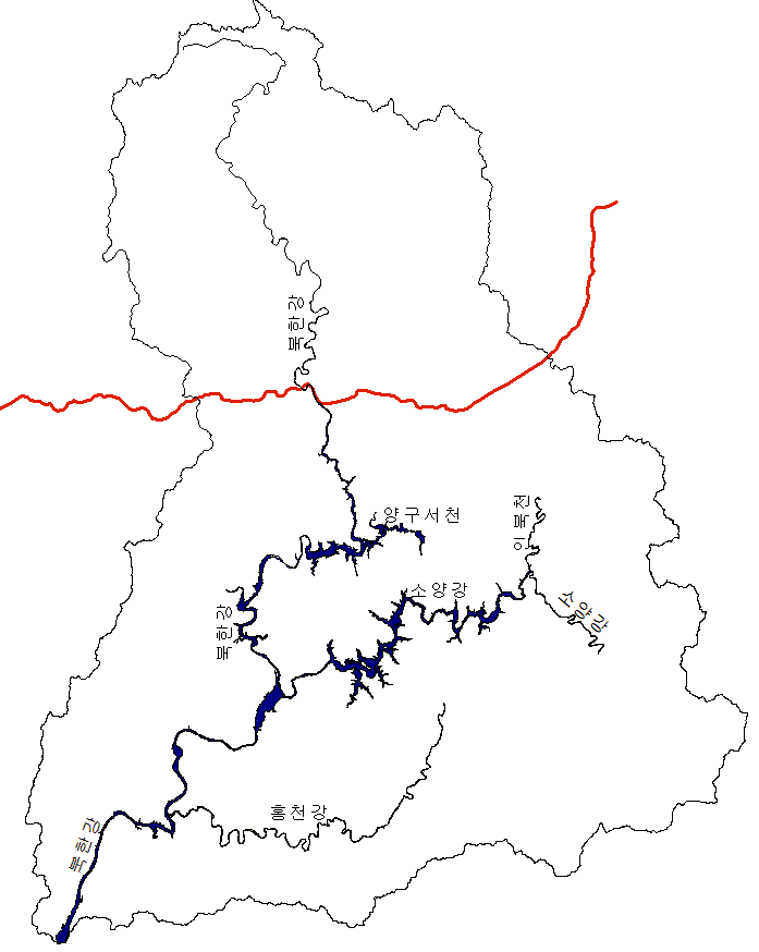 북한강 유역 수계도