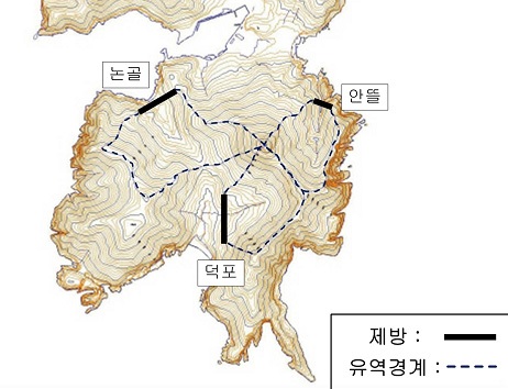 연도 저수지 후보 위치 및 유역