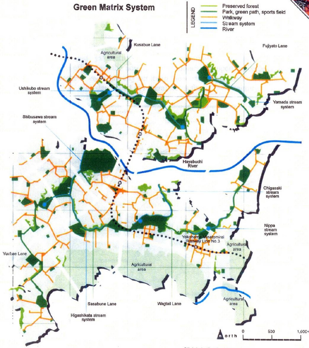 일본 코호쿠 신도시 생태네트워크 계획도