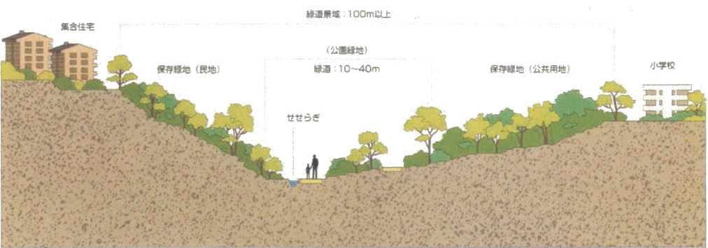 일본 코호쿠 신도시의 그린 매트릭스 단면구조