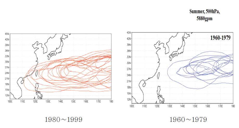 북태평양 고기압세력 범위의 변동성