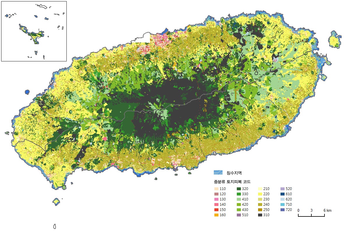 제주 지역의 토지피복 현황과 침수지역