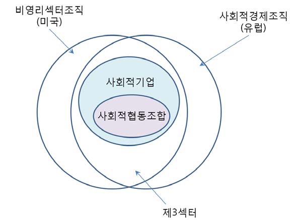 제3섹터, 사회적기업, 사회적협동조합의 관계