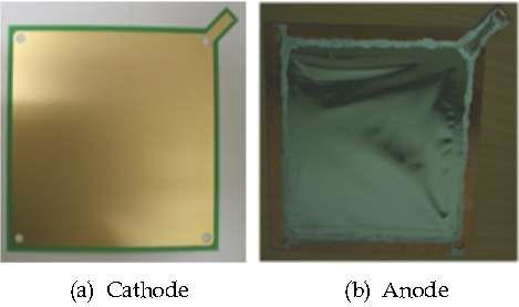 Cathode (a) 와 Anode (b) 전극의 제작 사진