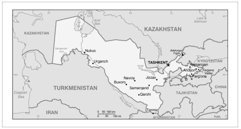 우즈베키스탄 지도