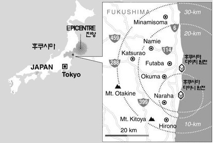 후쿠시마 원전 주변지도