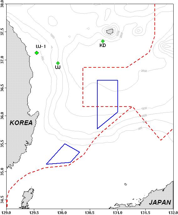 Sampling sites in the East Sea