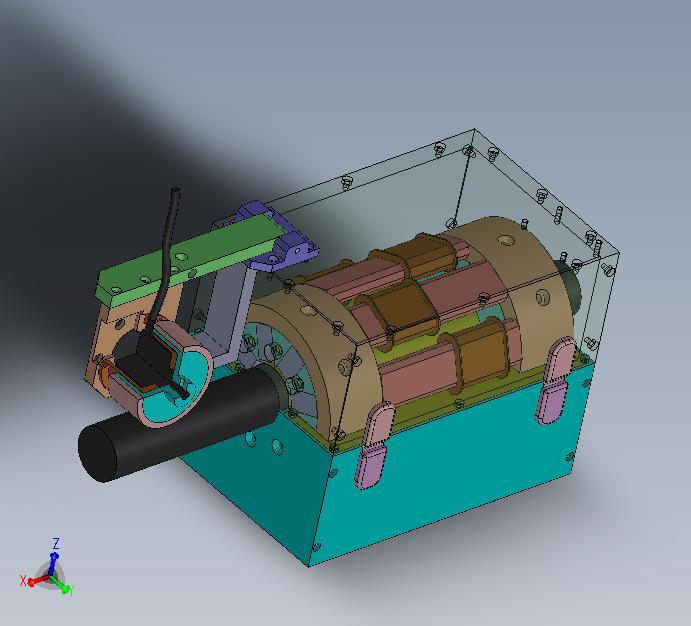 Three dimensional drawing of a wire rope test transducer.