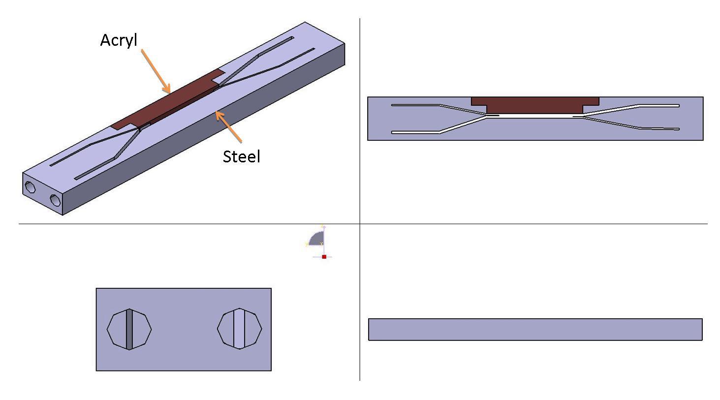 The schematics of a reduced width microchannel