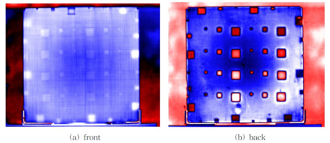 Lock in thermography image of Edge Delamination & Brass Inclusion : GFRP 3 mm