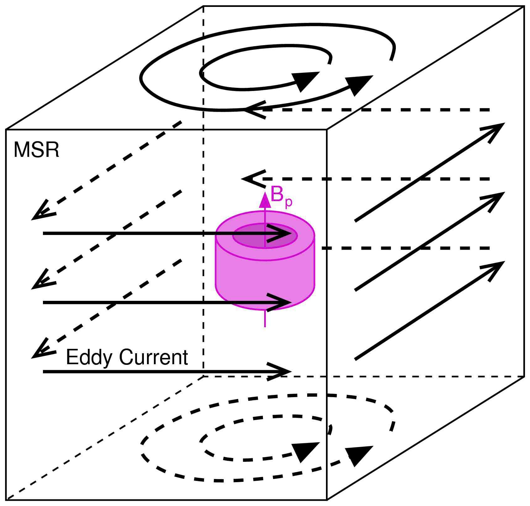 Strong Bp induces eddy current in MSR.