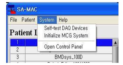 Self-test DAQ Devices menu.