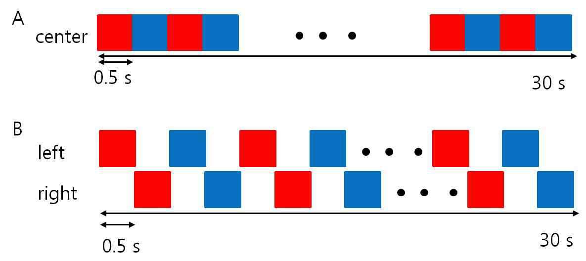 Eye-movement stimulus paradigm; (a) control and (b) experimental group.