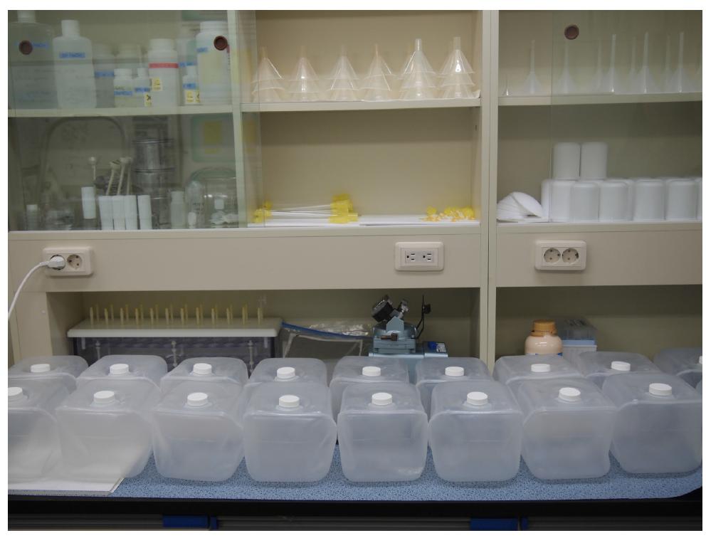 Distribution of seawater samples prepared for CRM manufacture.