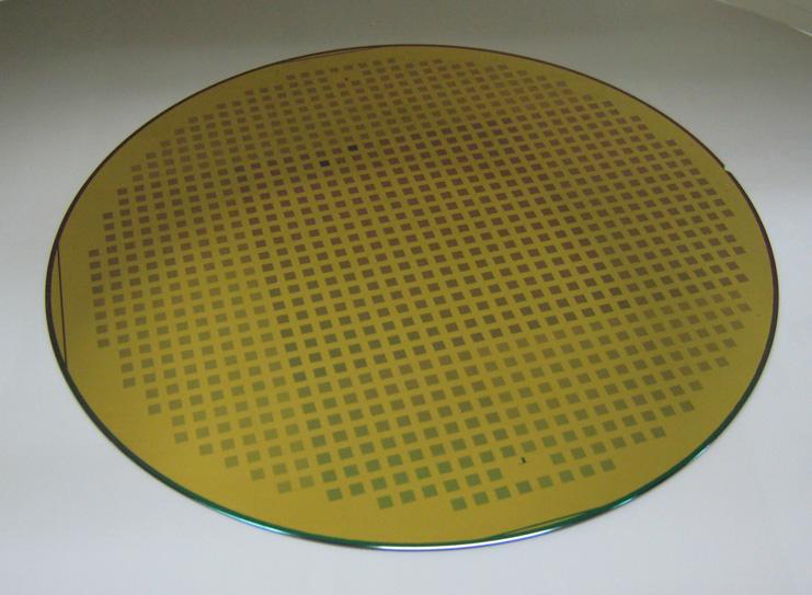 Wafer containing SiC pressure sensors.