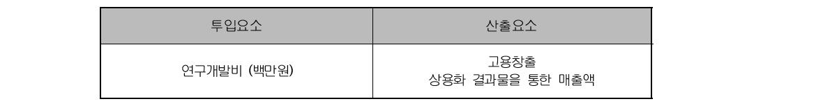 투자사업 효율성 지수 지표체계