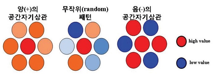 패턴별 공간자기상관 개념도