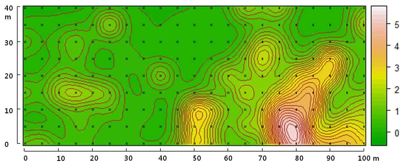 Using of block kriging Deschampsia antarctica biomass equvalnet distribution