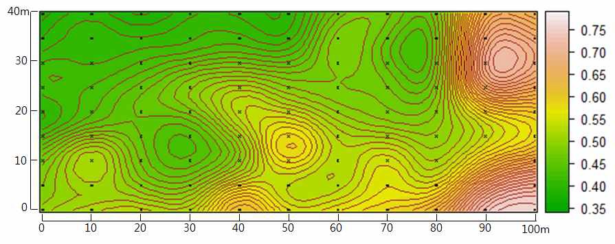 Using of block kriging organic matter equvalnet distribution