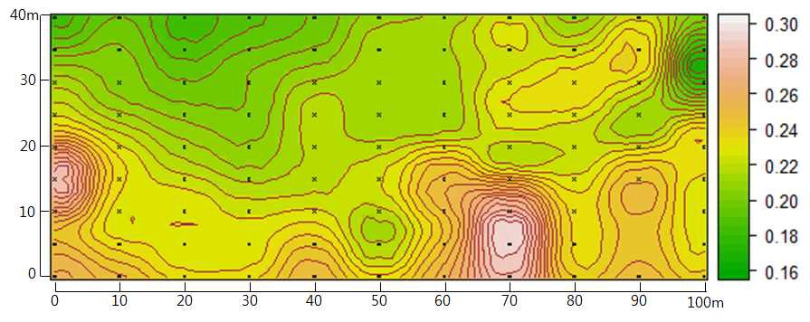 Using of block kriging soil Mg equvalnet distribution