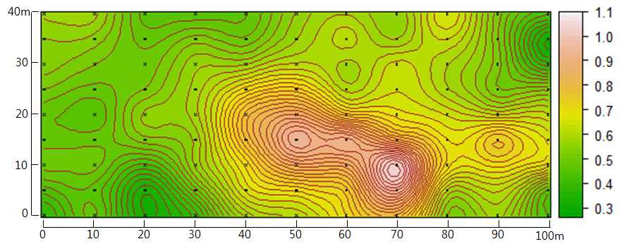 Using of block kriging soil Ca2+ equvalnet distribution