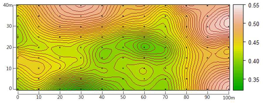 Using of block kriging soil Fe equvalnet distribution