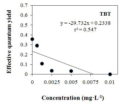 TBT: Bis-tributyltin concentration optimal quantum yield