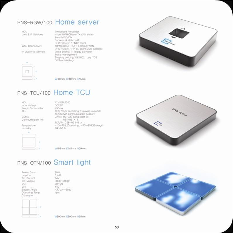 설치 제품의 스펙(Home Server, TCU, Smart light)