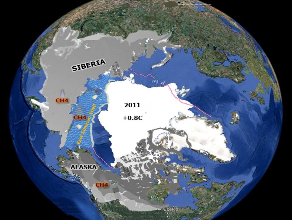 대규모의 가스수화물이 매장 되어 있는북극 동시베리아 동토층과 대륙붕 해역